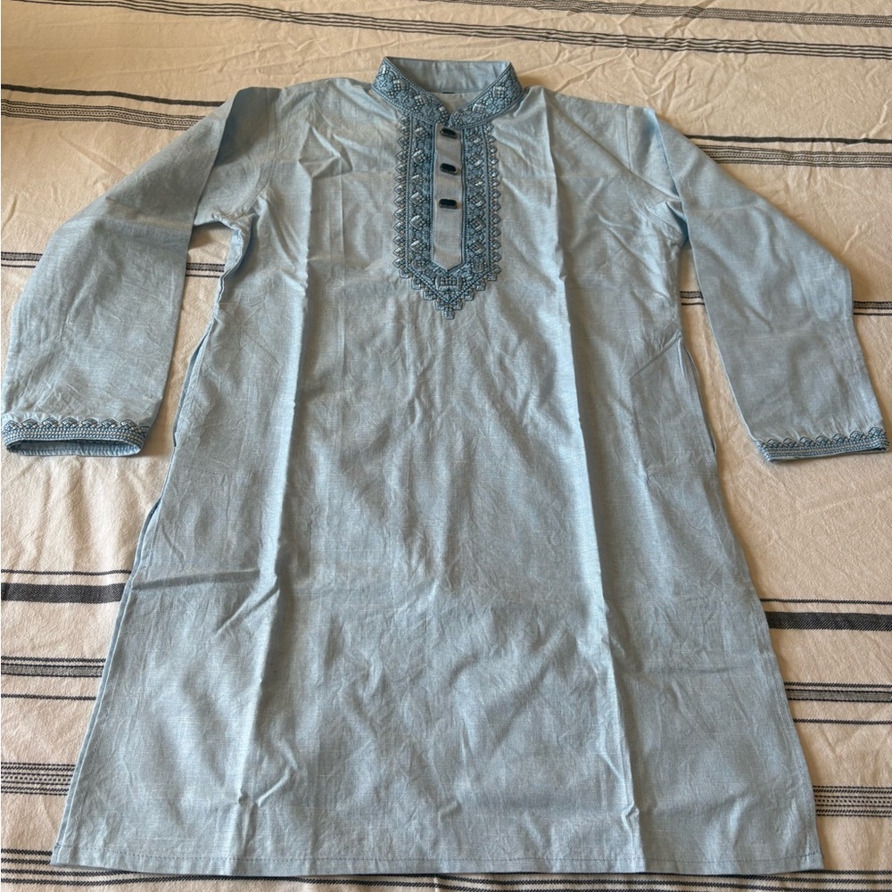 Kids Light Blue Embroidered Panjabi (Kurta)